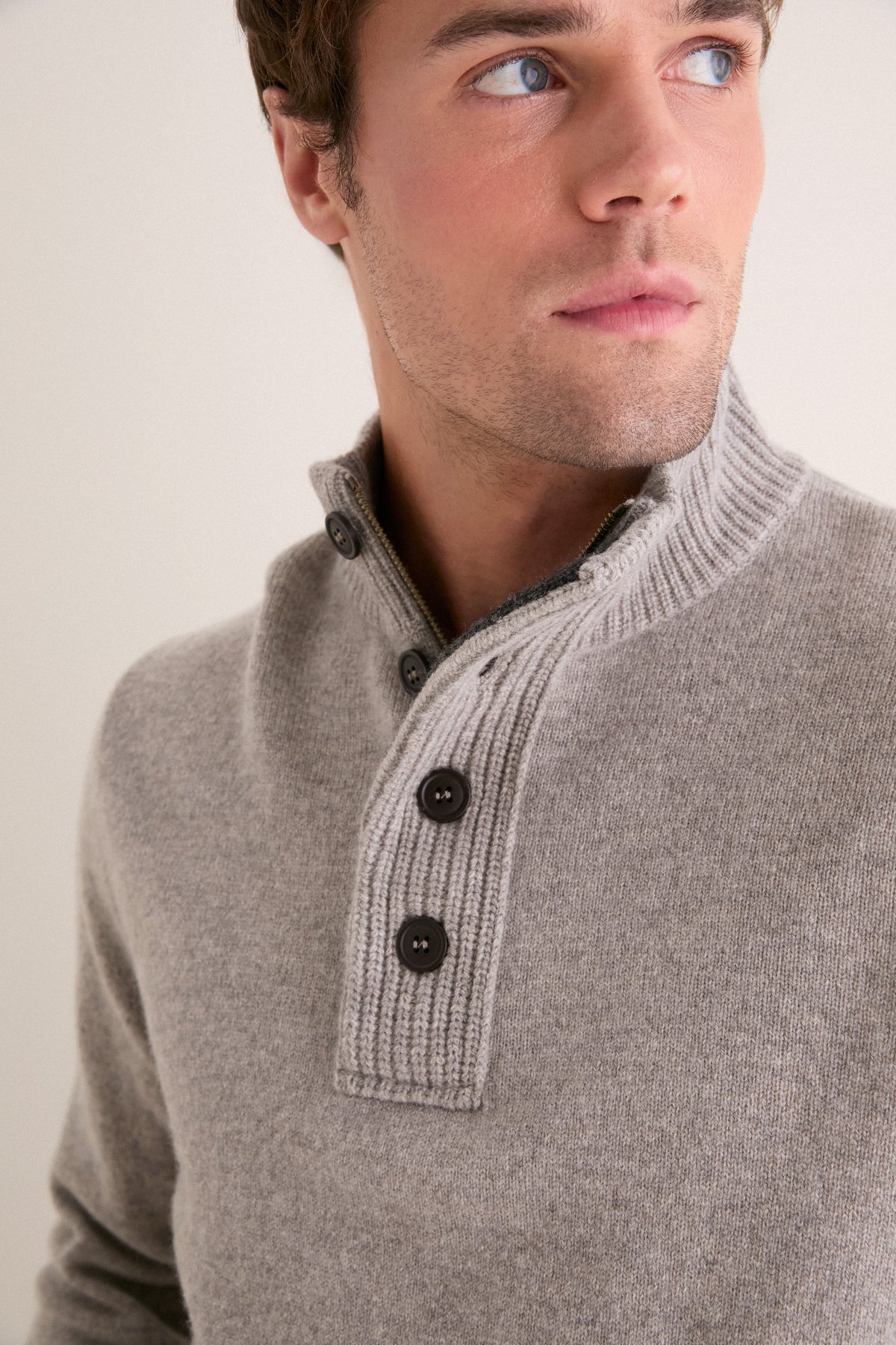 Men's Stone Essential Half Zip Knitted Jumper