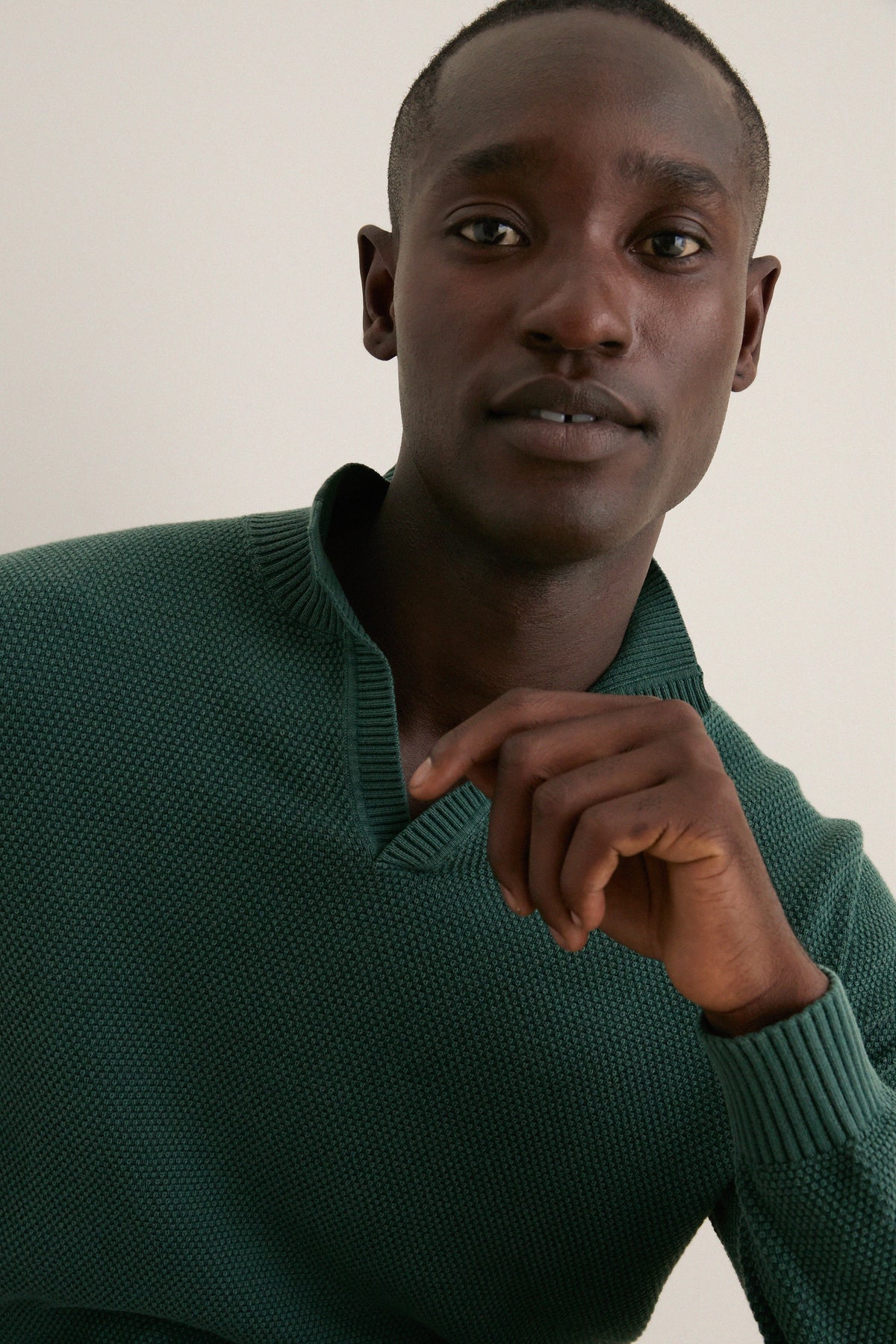 Men's Pine Cotton Split-Neck Sweater