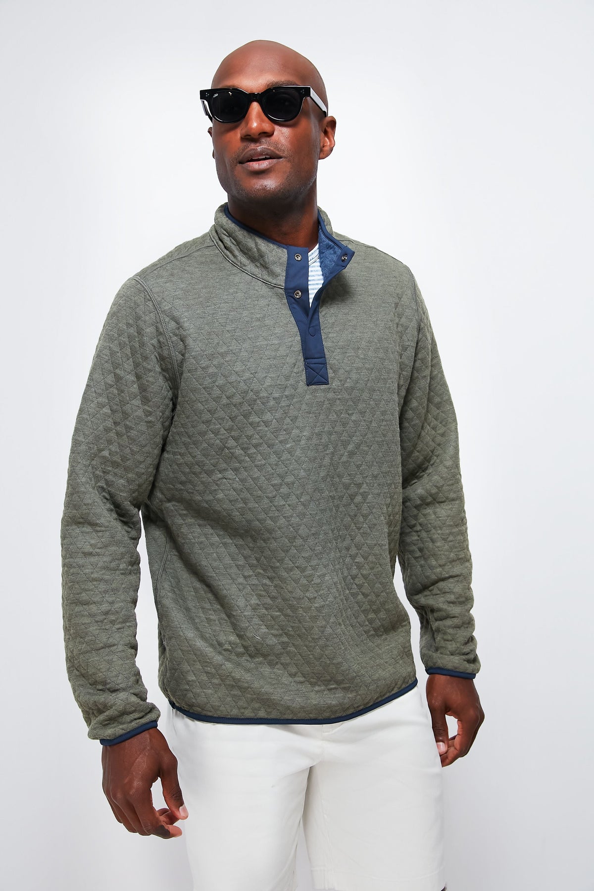 Men's Navy Olive Heather Reversible Pullover