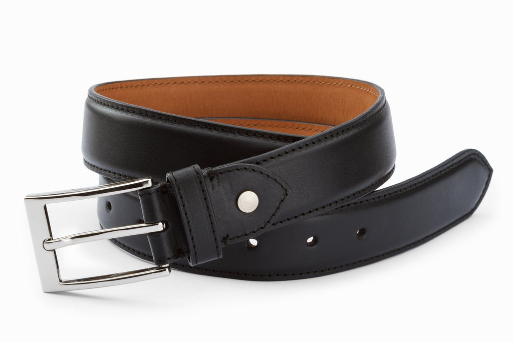 Flat Belt Black nubuck suede lining and reverse detail