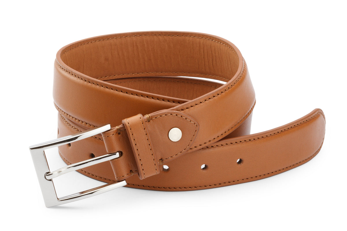 Flat Belt Tan nubuck suede lining and reverse detail