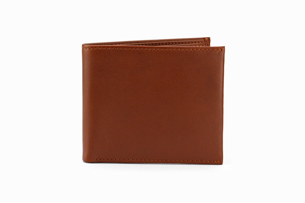 Slim Leather Wallet Medium Brown front view showing card slots and bifold profile