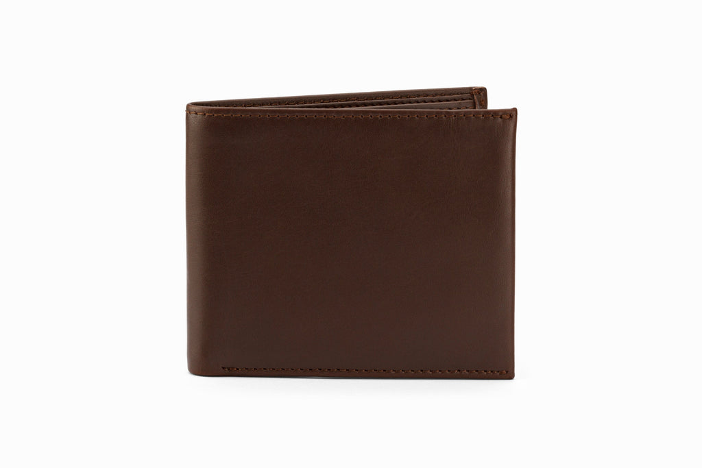 Slim Leather Wallet Dark Brown front view showing card slots and bifold profile