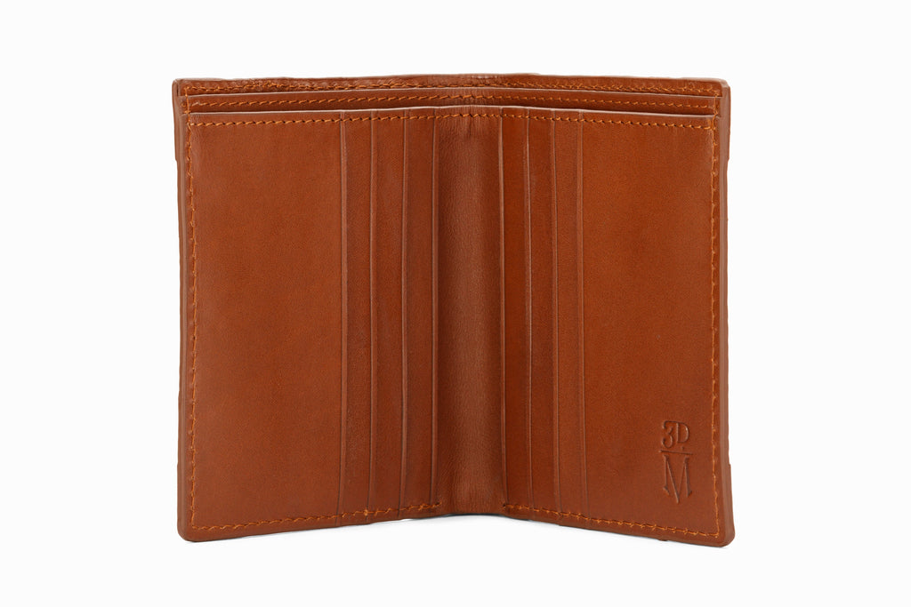 Hip Fold Wallet Crocodile Brown close-up embossed texture detail
