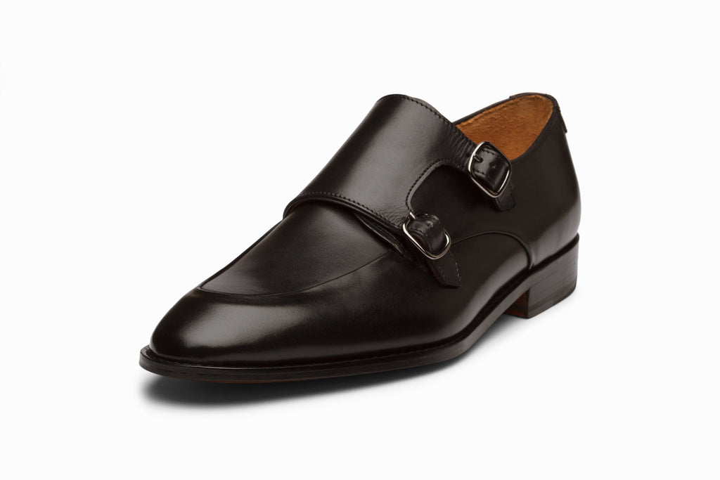 Diplomat Double Monkstrap Black side profile showing dual buckle straps