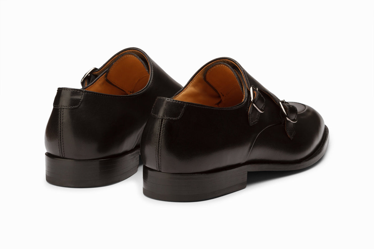 Diplomat Double Monkstrap Black on-foot styled view