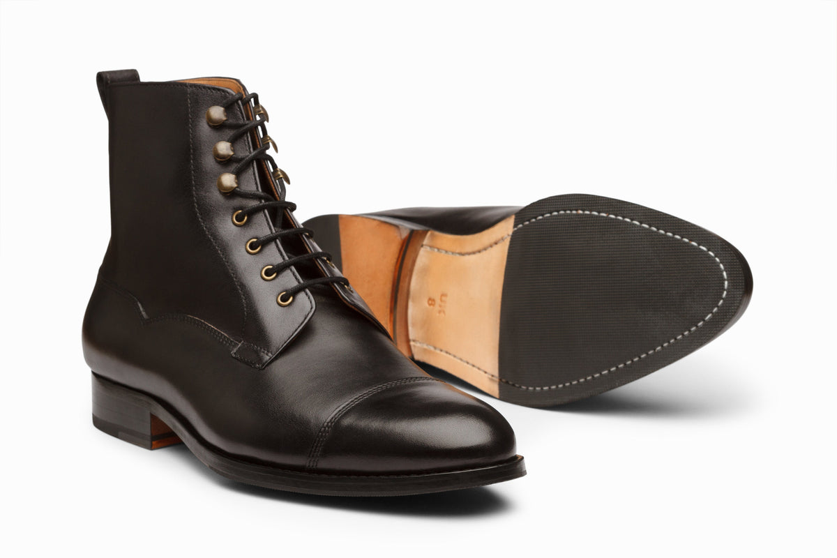 Derby Boot Black lifestyle styled shot showing full leather upper