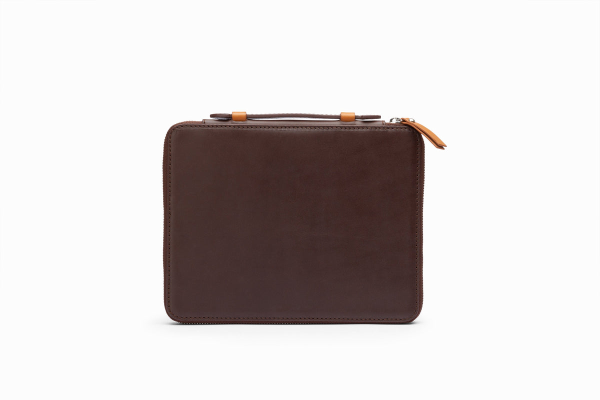 iPad Case Brown open view showing interior lining and protection
