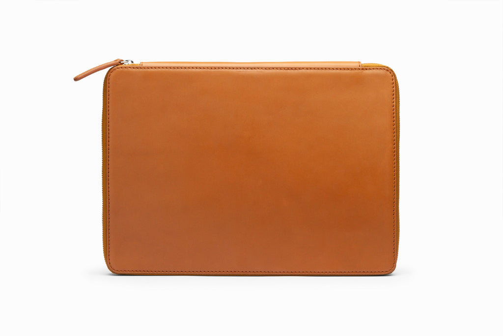 Laptop Sleeve Tan open view showing padded interior lining