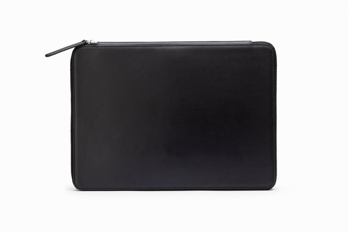 Laptop Sleeve Black open view showing padded interior lining