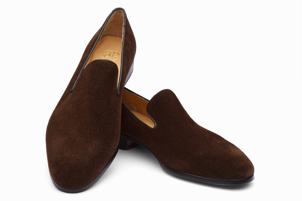 Dark Brown Suede Venetian loafer side profile view