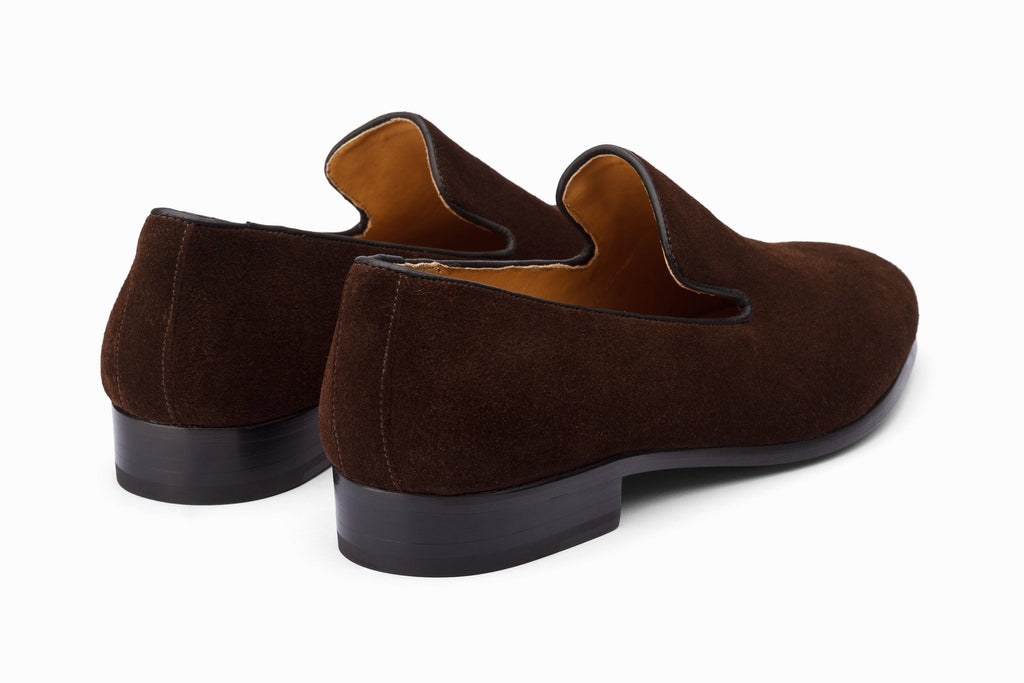 Venetian Loafer Dark Brown Suede on-foot styled view