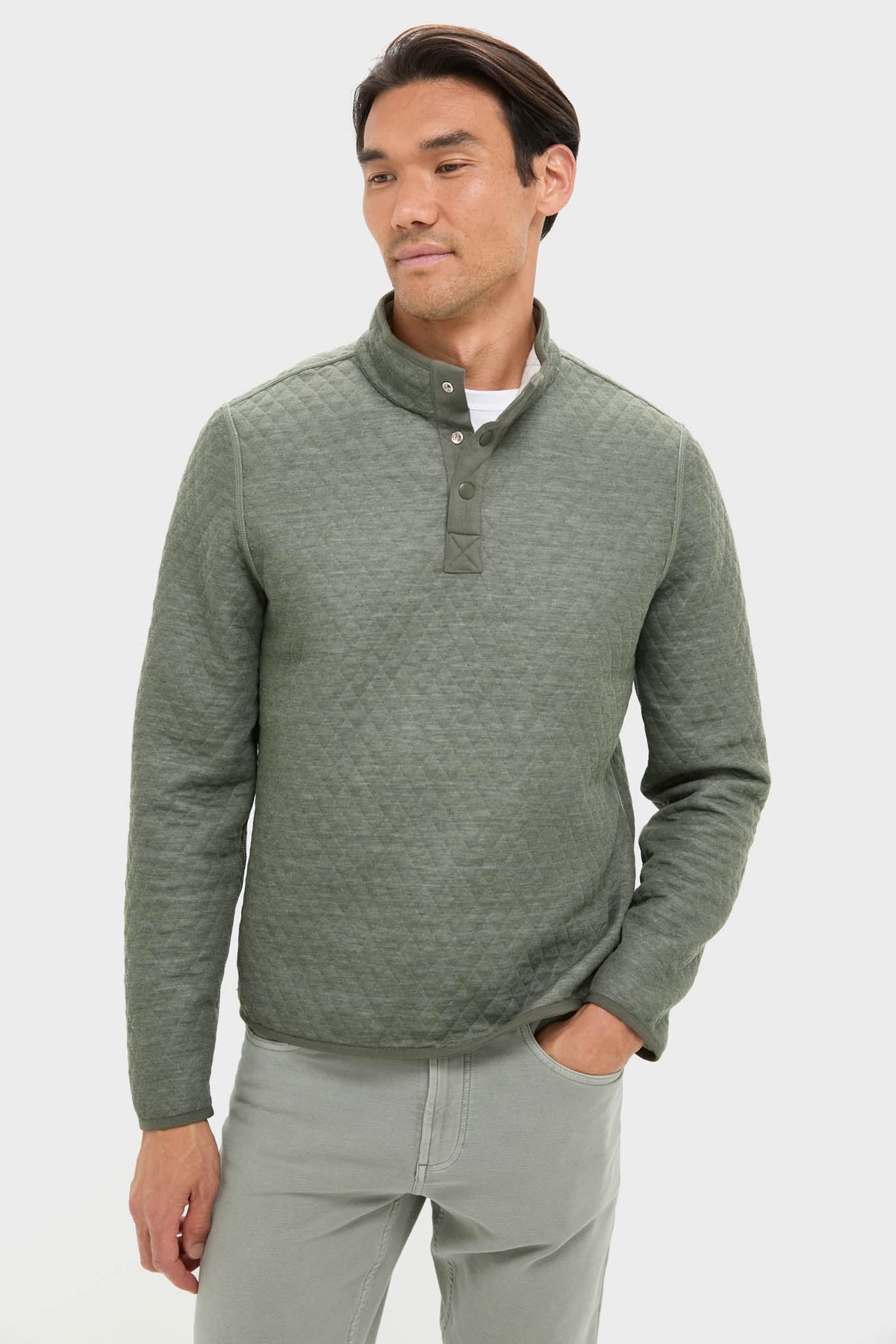 Men's Oatmeal Olive Reversible Pullover