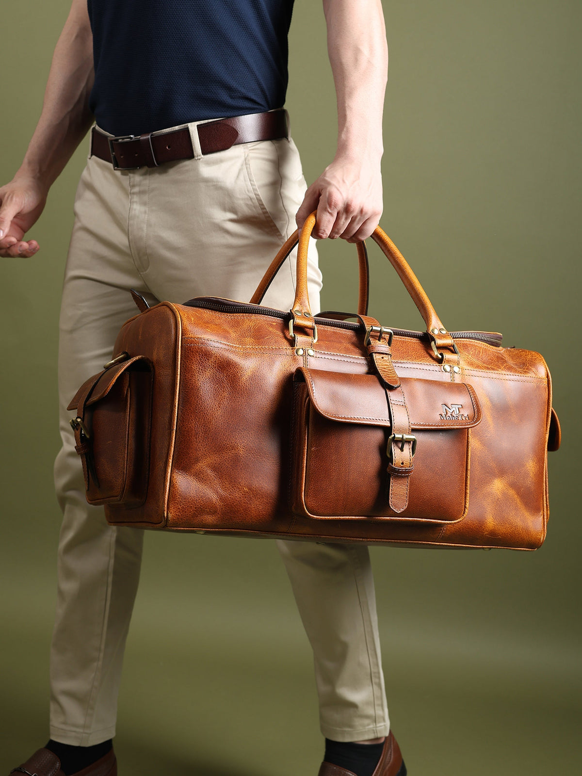 Berlin Leather Weekender Duffel Bag
