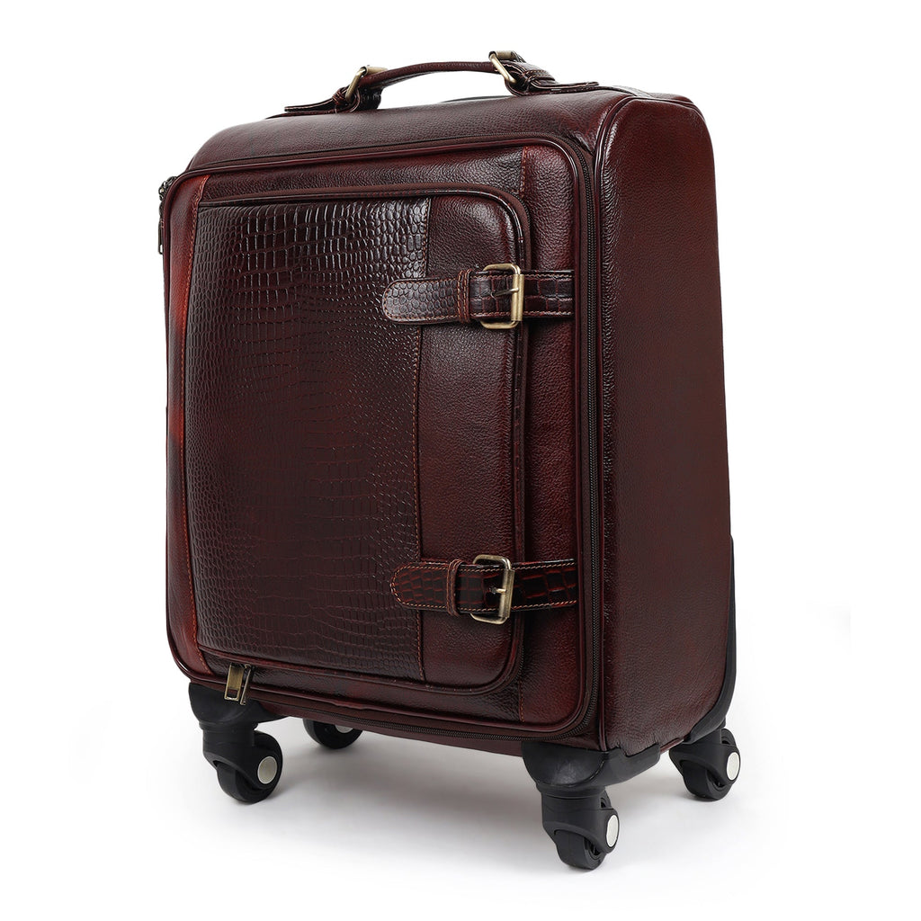 Horizon Leather Trolley Suitcase, Brown