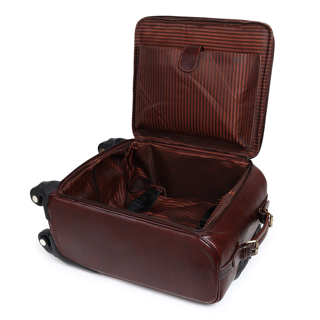 Horizon Leather Trolley Suitcase, Brown