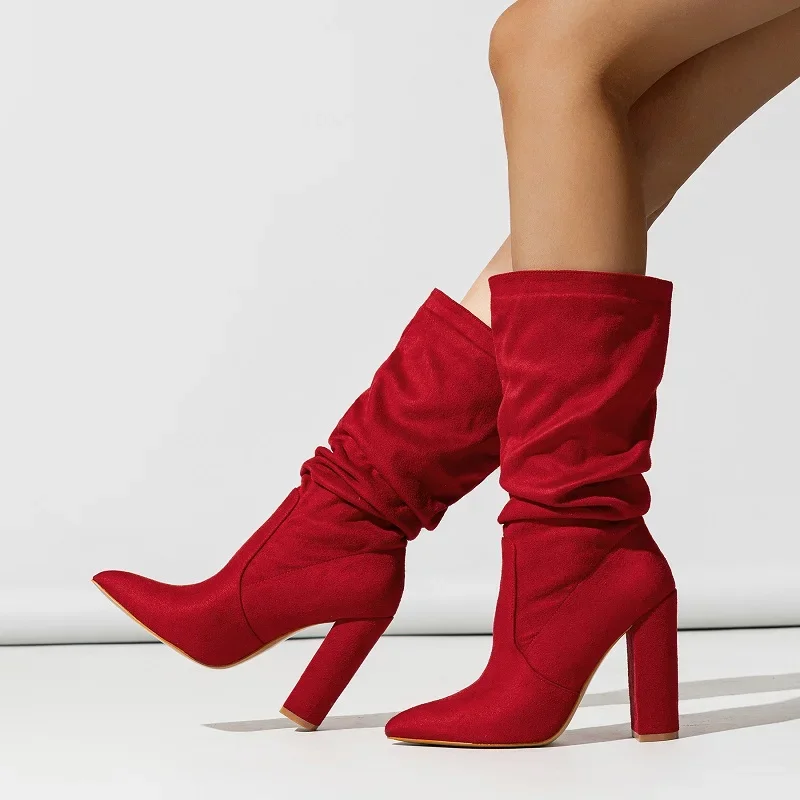 Women's Winter Faux Suede Boots | Gathered Shaft (faux leather)