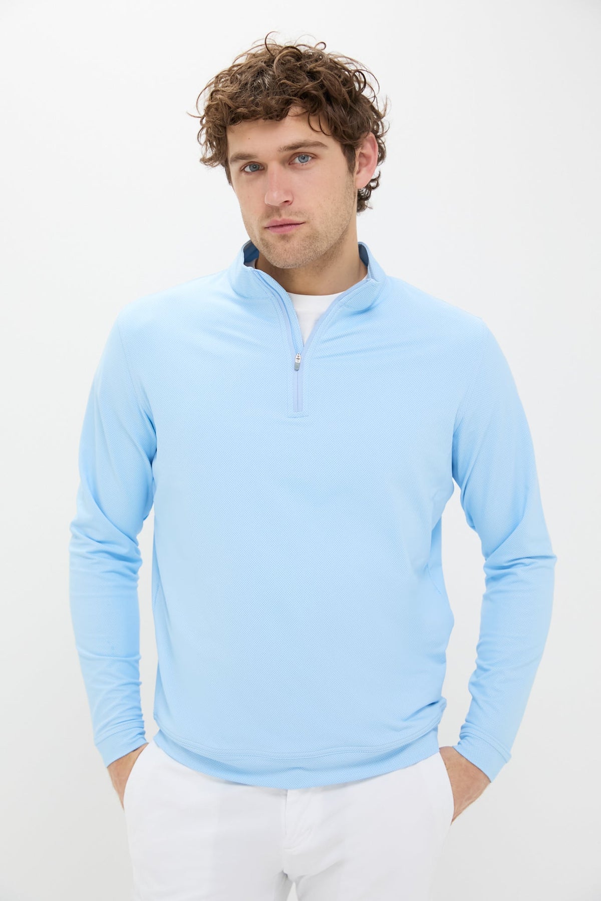 Pale Blue  Birdseye Performance Quarter-Zip