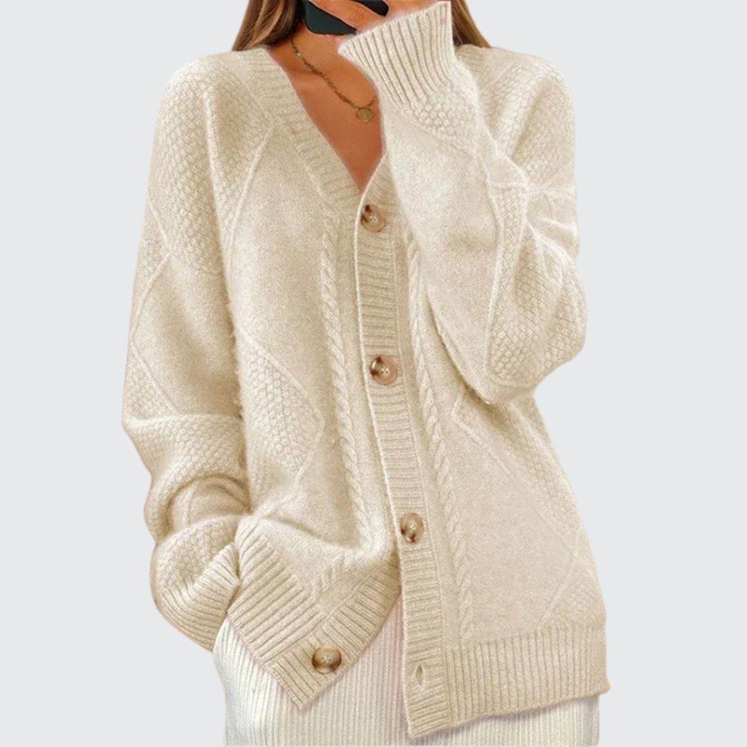 Charlie Women's Cable Knit with Long Sleeves Cardigan, styled outfit