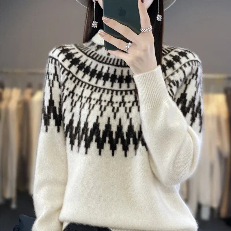 Isabella Women's Crew Neck Knit Relaxed Fit Knit Sweater, front view