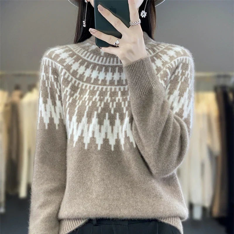Isabella Women's Crew Neck Knit Relaxed Fit Knit Sweater, side view