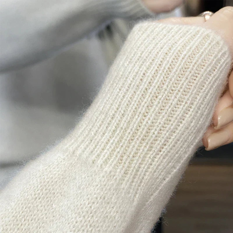 Isabella Women's Crew Neck Knit Relaxed Fit Knit Sweater, close-up detail