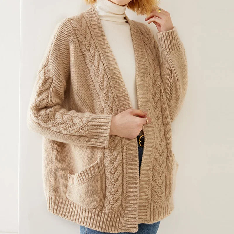Sharon Women's Winter Long Sleeves Knit Cardigan, front view