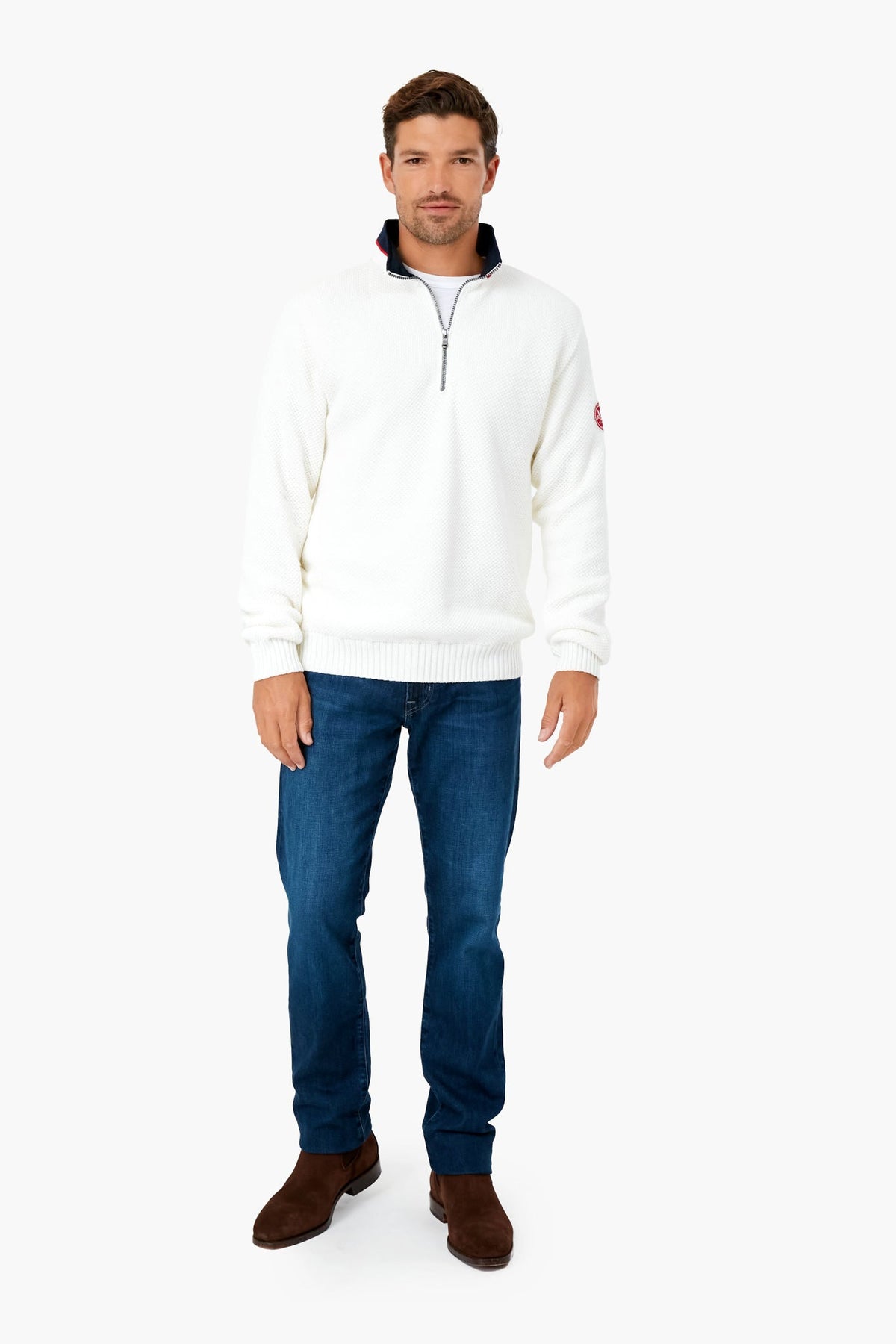 Men's Off White Windproof Sweater