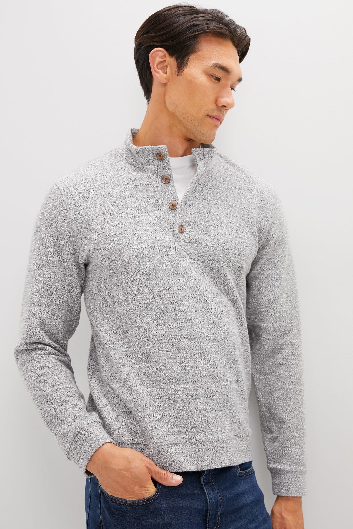 Men's Gray Textured Pullover