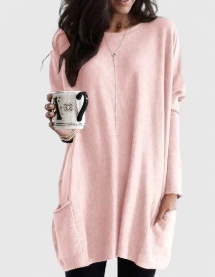 Katherine Women's Pockets Tunic Length Sweater, front view
