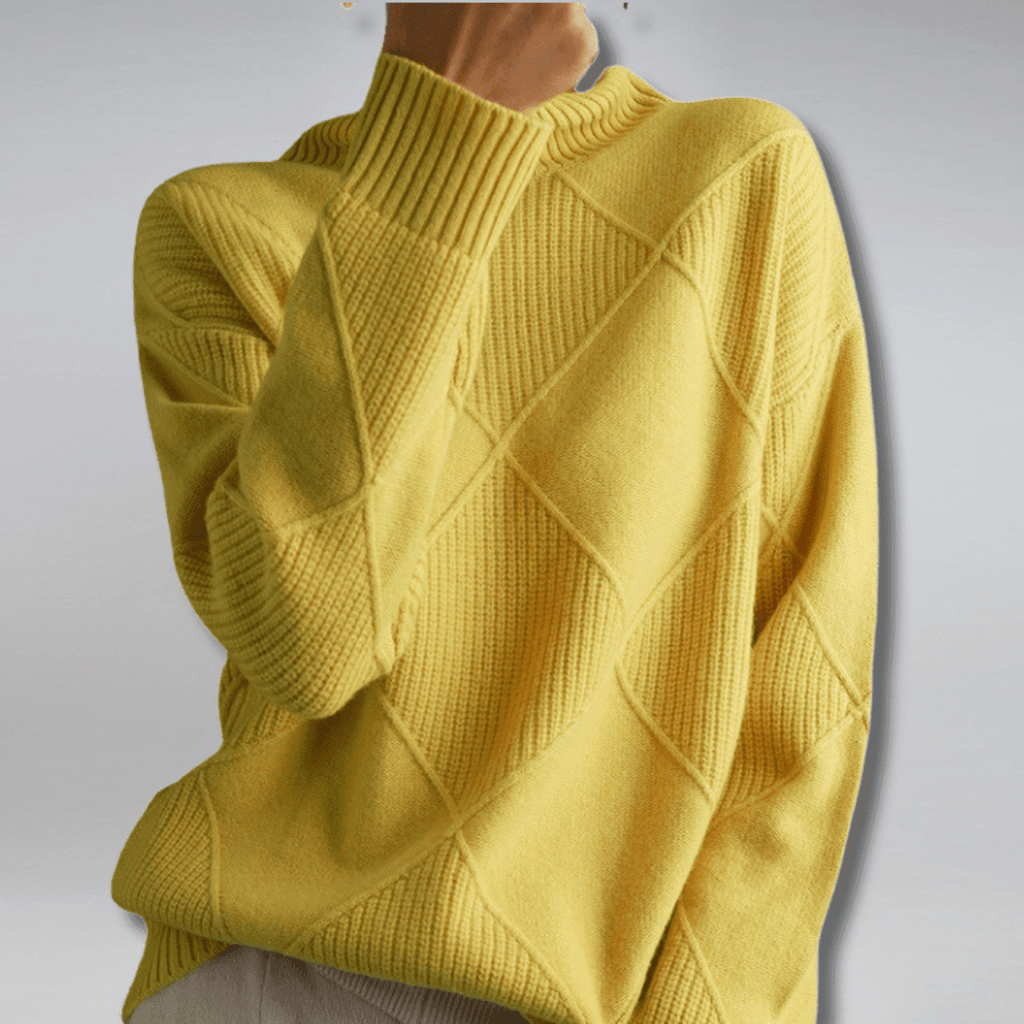 Adelina Women's Turtleneck Panel Ribbed Knit Sweater, front view