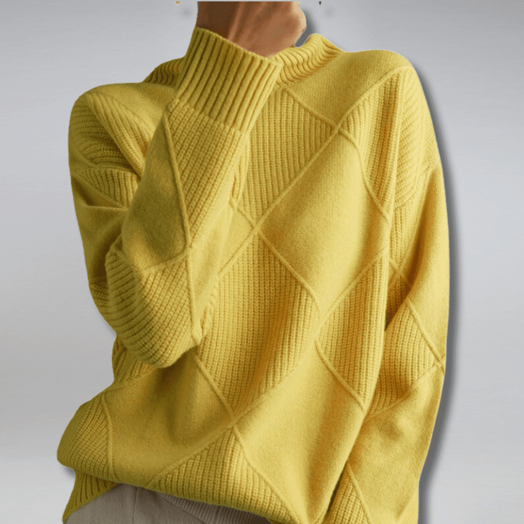 Adelina Women's Turtleneck Panel Ribbed Knit Sweater, front view