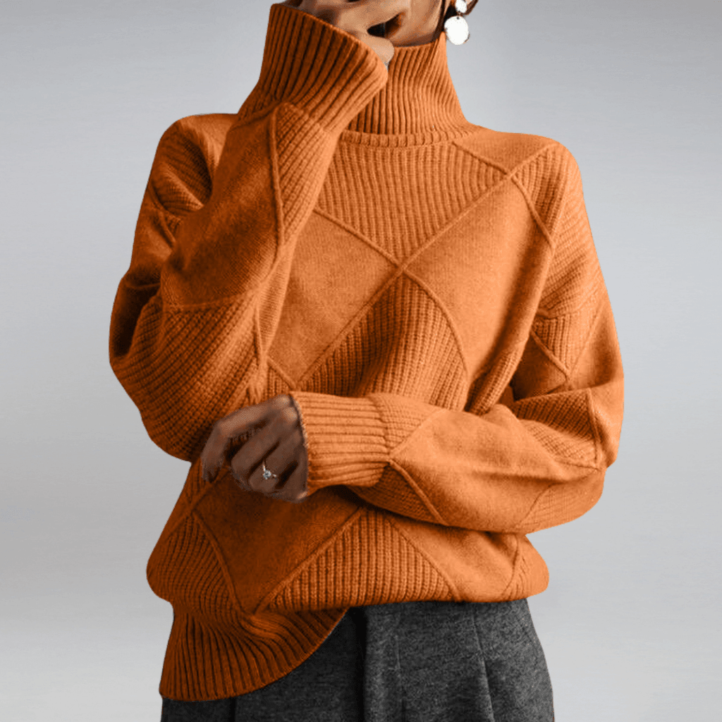 Adelina Women's Turtleneck Panel Ribbed Knit Sweater, view 9
