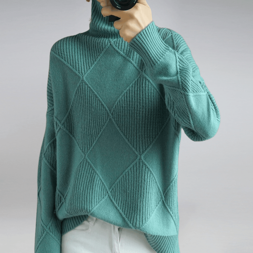 Adelina Women's Turtleneck Panel Ribbed Knit Sweater, view 12