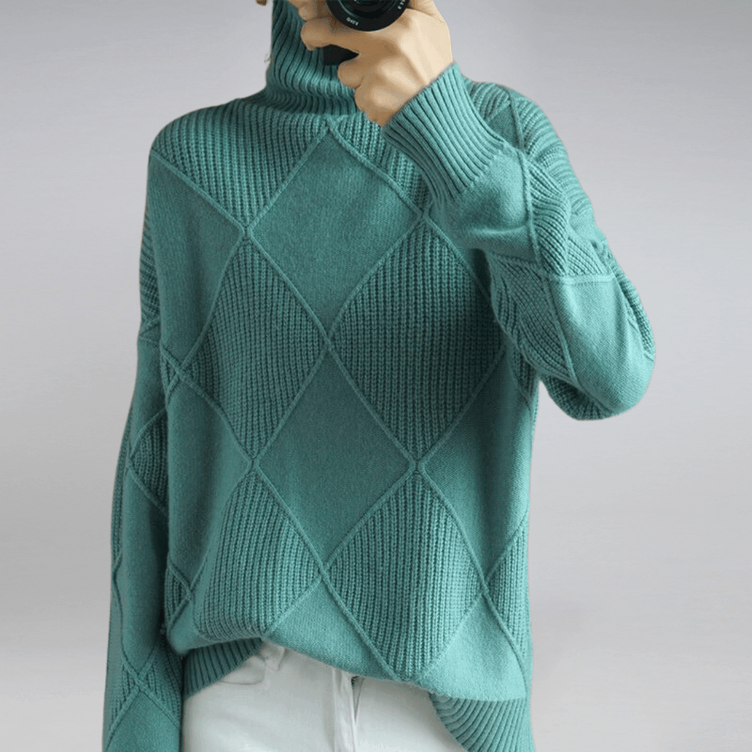Adelina Women's Turtleneck Panel Ribbed Knit Sweater, view 12