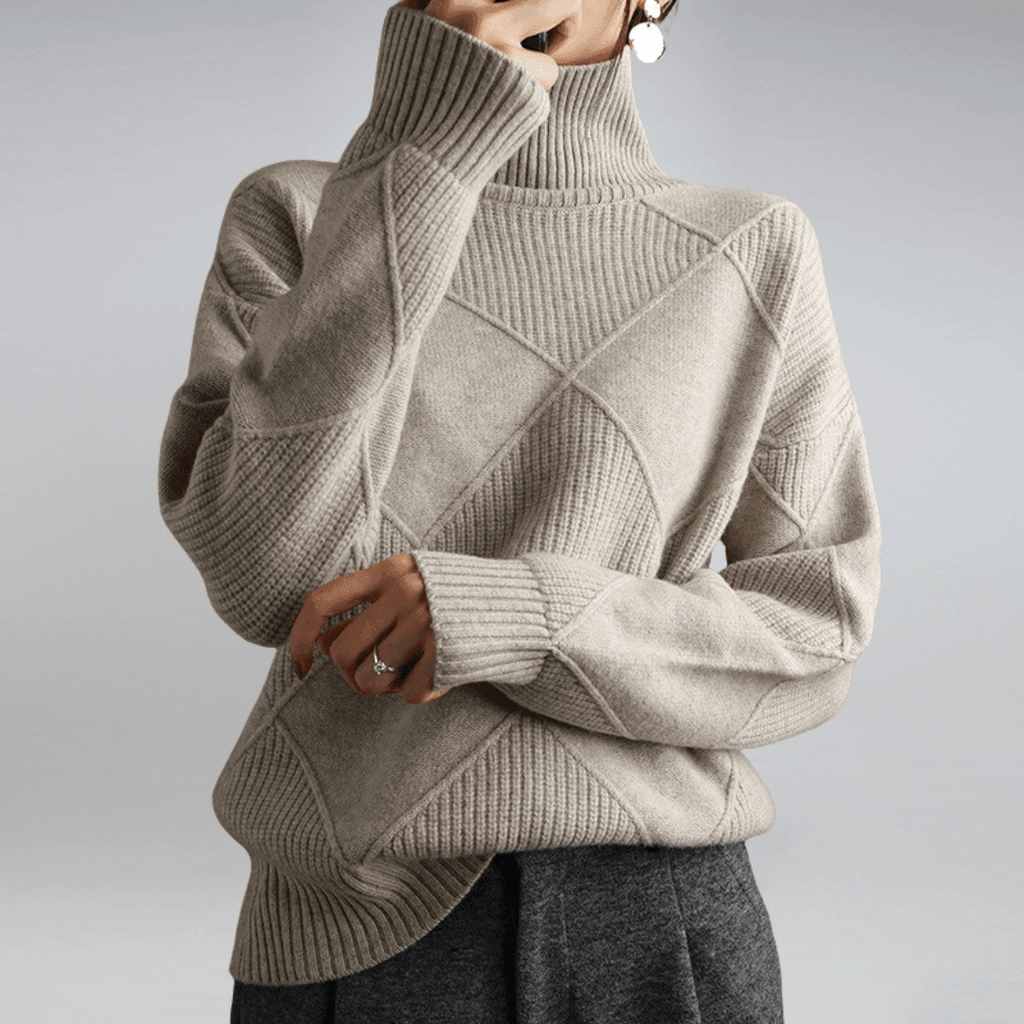 Adelina Women's Turtleneck Panel Ribbed Knit Sweater, back view