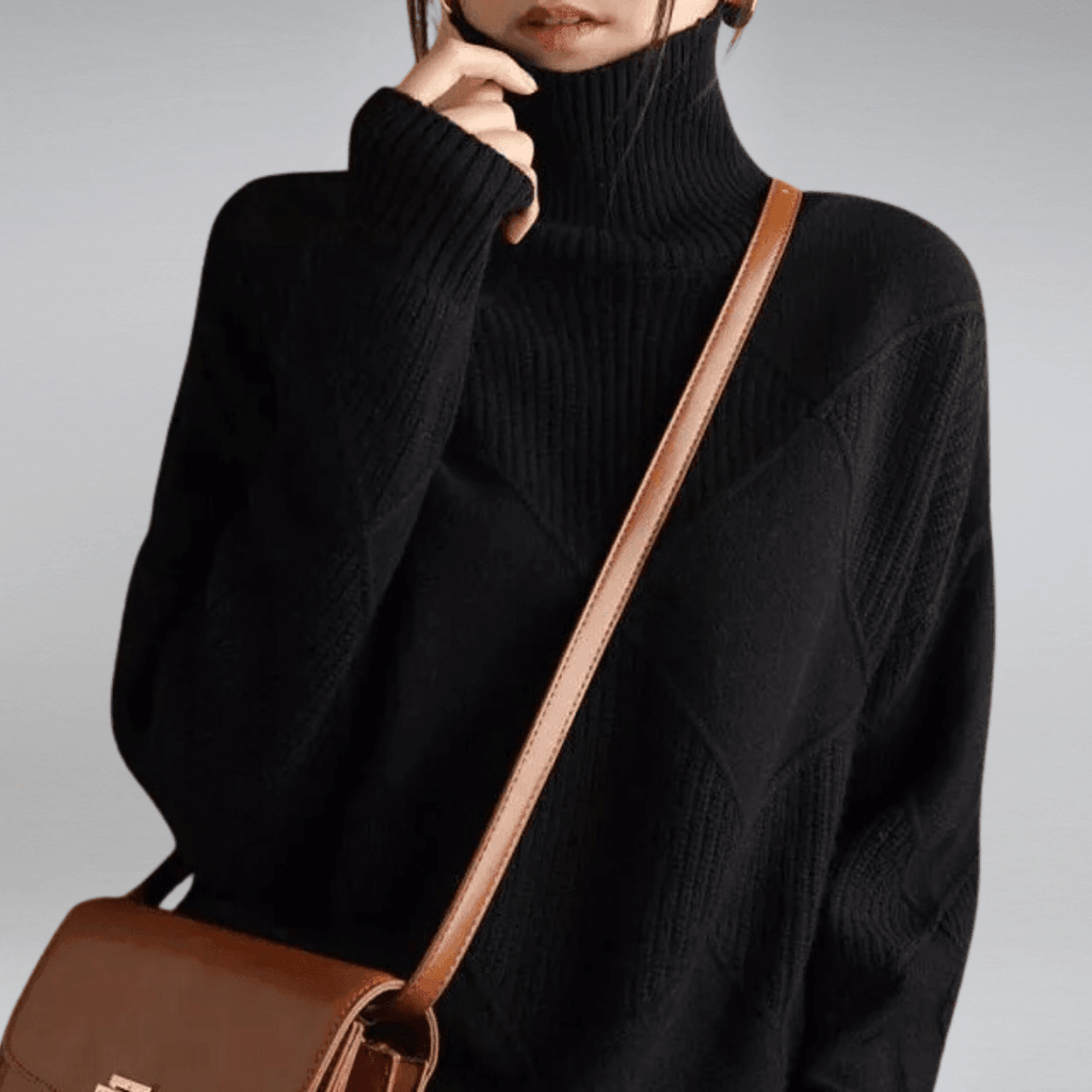 Adelina Women's Turtleneck Panel Ribbed Knit Sweater, view 11