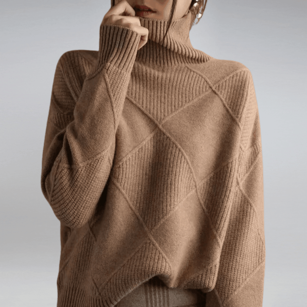 Adelina Women's Turtleneck Panel Ribbed Knit Sweater, side view