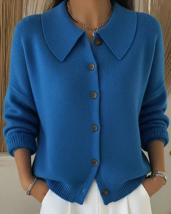 Meli Women's Button Collar with Style and Classic Cardigan, front view
