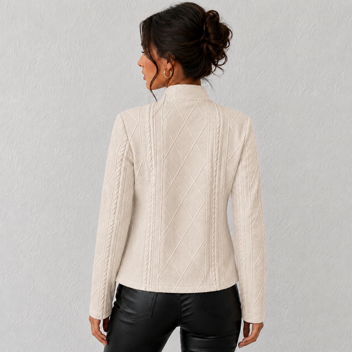 Elara Women's Cable-Knit Open-Front Quilted Jacket, styled outfit