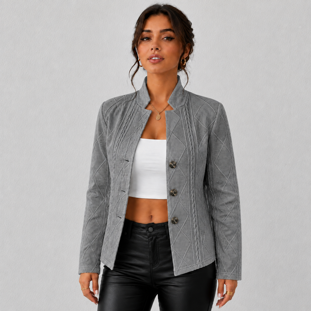 Elara Women's Cable-Knit Open-Front Quilted Jacket, view 9