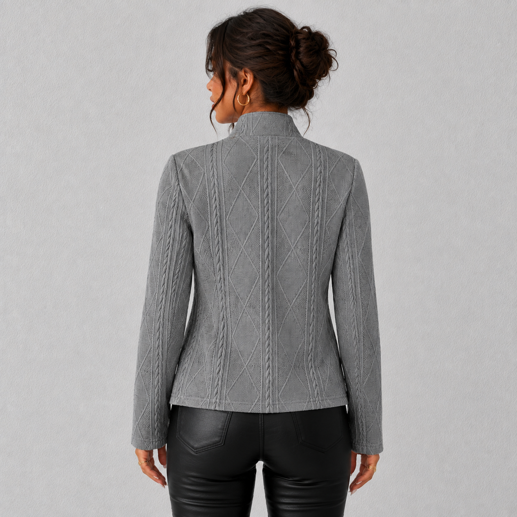 Elara Women's Cable-Knit Open-Front Quilted Jacket, view 10