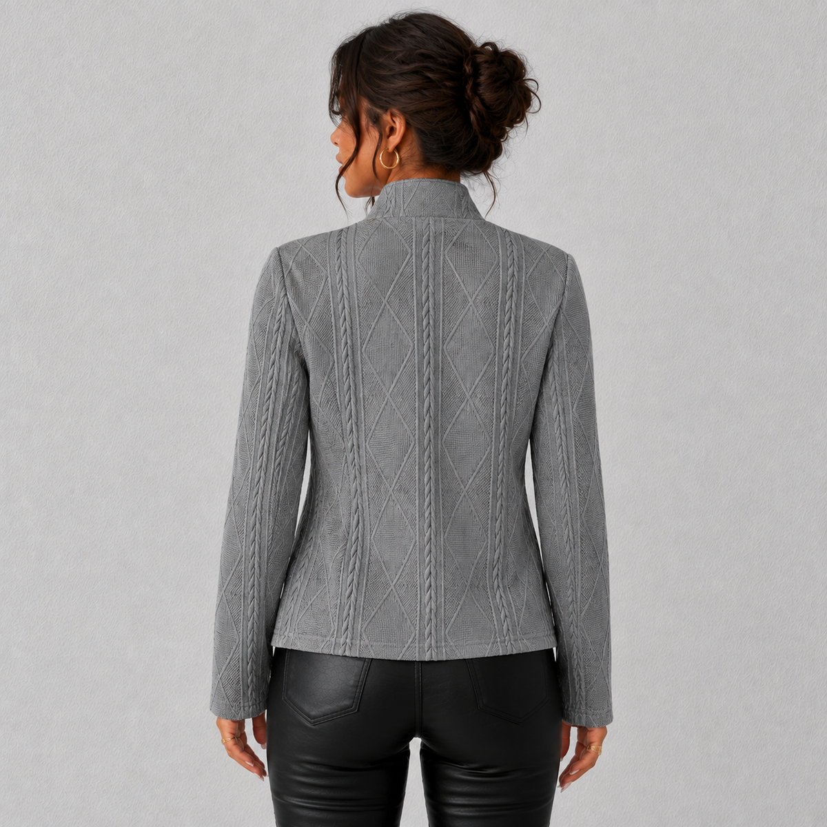 Elara Women's Cable-Knit Open-Front Quilted Jacket, view 10