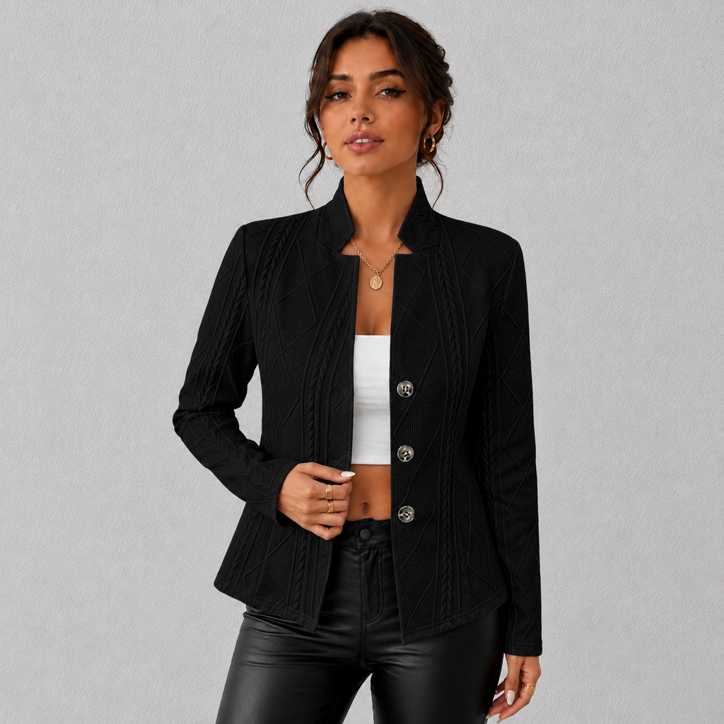 Elara Women's Cable-Knit Open-Front Quilted Jacket, view 11