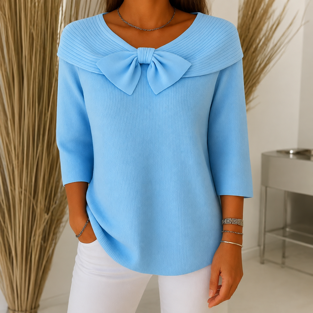 Charlotte Women's Winter Knit Round Neckline Sweater, front view