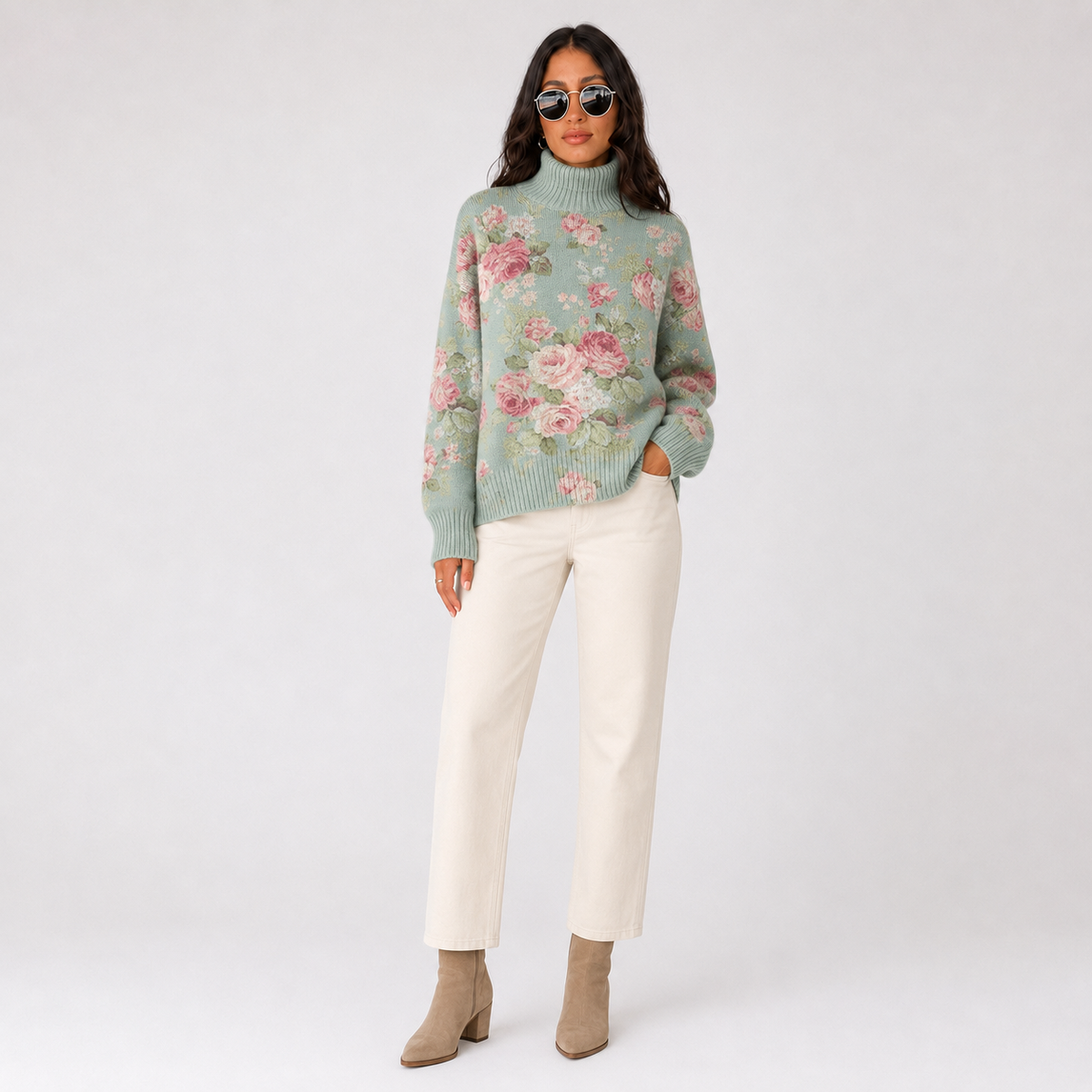 Women's Cold Season Turtleneck Everyday Shirt, side view