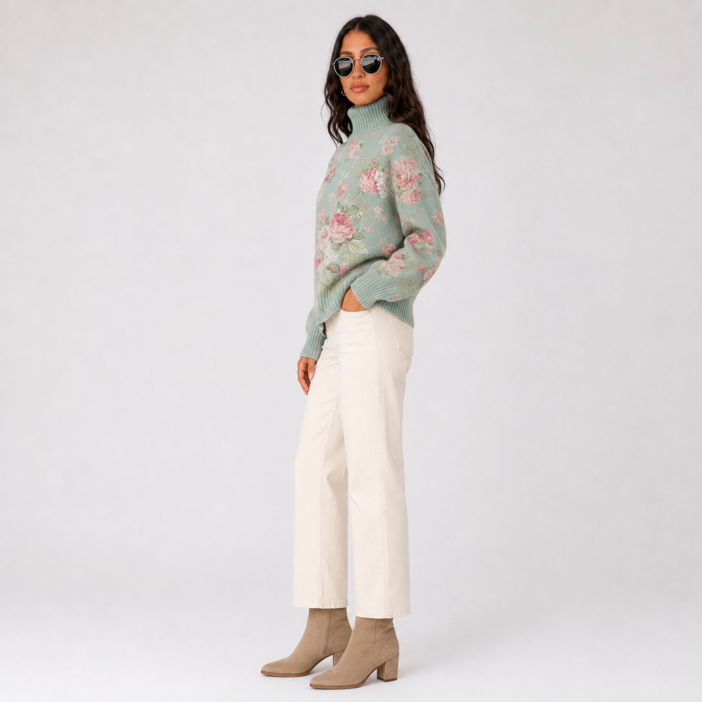 Women's Cold Season Turtleneck Everyday Shirt, back view