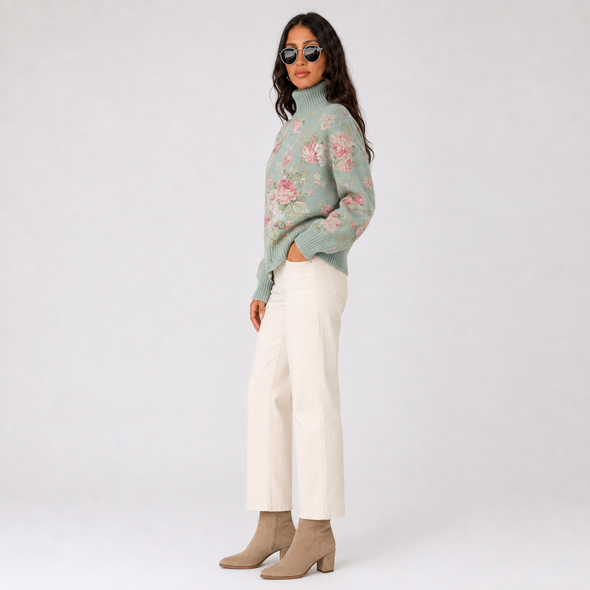Women's Cold Season Turtleneck Everyday Shirt, back view