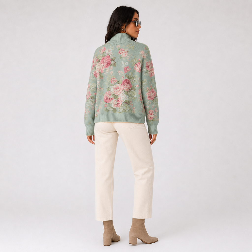 Women's Cold Season Turtleneck Everyday Shirt, close-up detail