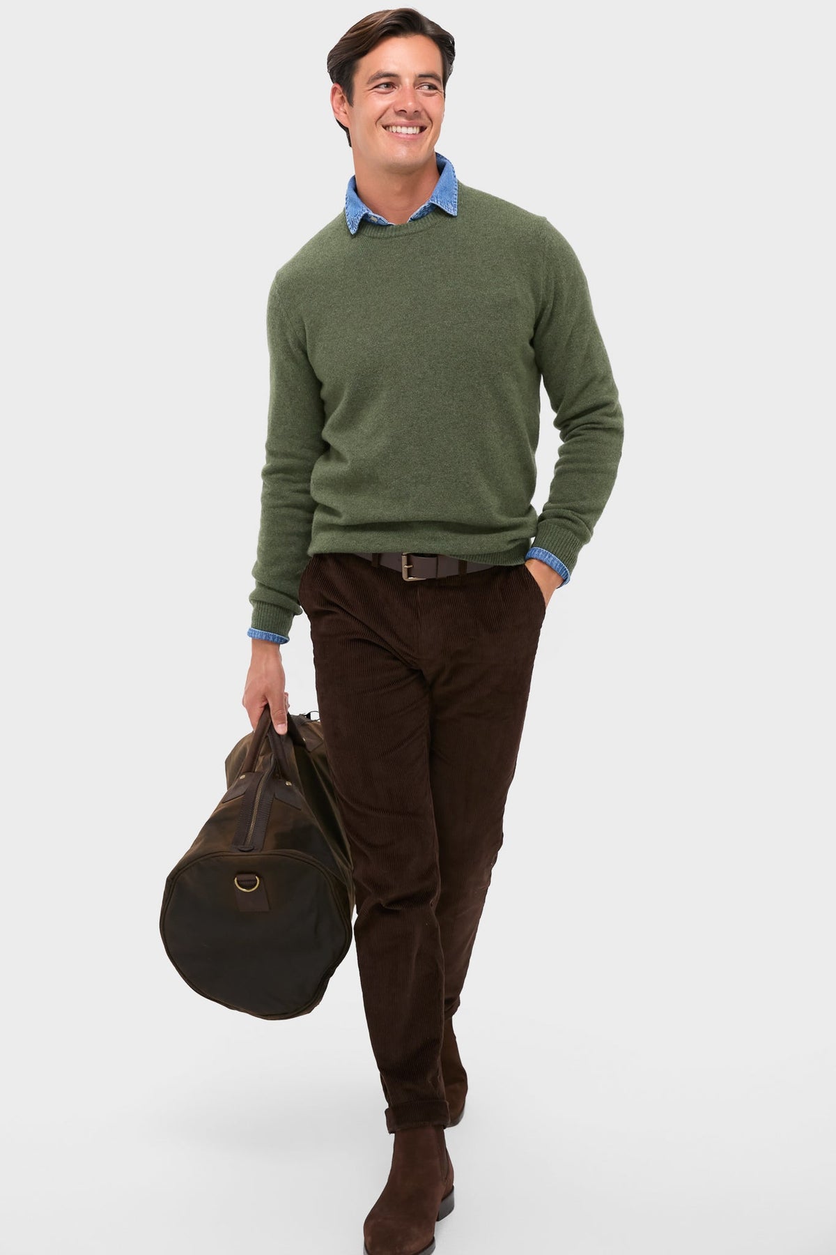 Men's Olive Crew Neck Sweater